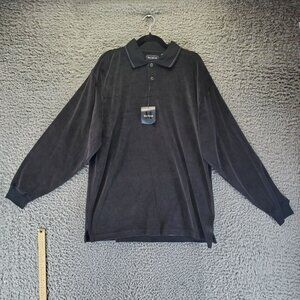 Marc Edwards Shirt Mens Medium Black Herringbone Long Sleeve Polo *NWT*